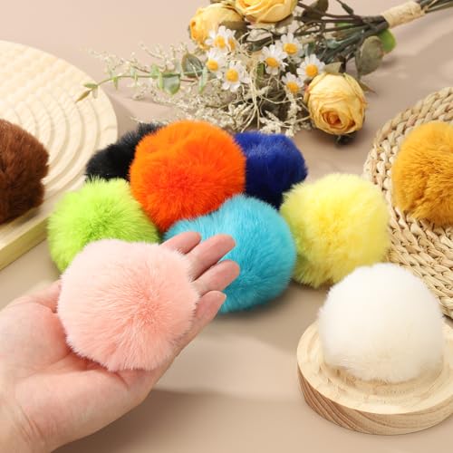 PATIKIL Faux Fur Pom Poms for Hats, 6 Pcs Fluffy Soft Fur Poms Balls with Elastic Loop for Keychain Knitting Hats DIY Scarves Gloves Bag Christmas, Ginger Yellow - color: Ginger Yellow