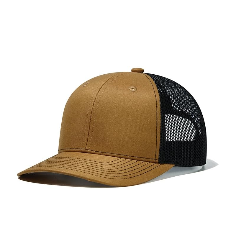 TOPTIE 6-Panel Baseball Cap, Adjustable Snapback Trucker Hat with Mesh - color: Biscuit/Black