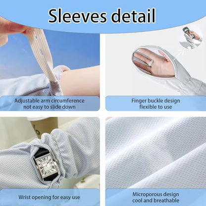 Sun Hat with Face Cover and Arm Sleeves,UPF 50+ Sun Protection Cap,1 Piece Sun Hat and 1 Pair Arm Sleeves,Grey