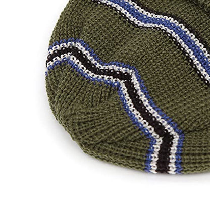 UNDERCONTROL Logo Label Patch Unisex Fall Winter Short Thick Cuffed Rollup Warm Beanie Korea Trawler Fisherman Knit Skull Hat - color: Horizon Khaki