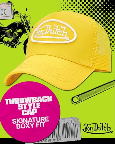 Von Dutch Unisex Trucker Hat - Retro Classic Solid Color Mesh Back Snapback Baseball Cap for Men & Women. - color: Lemon Yellow