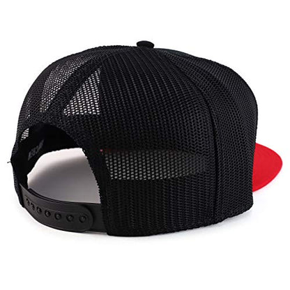 Armycrew Oversize XXL Blank Flatbill Mesh Snapback Cap - color: Black Red