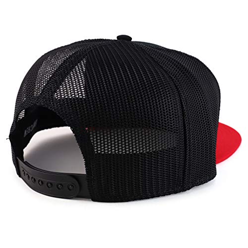 Armycrew Oversize XXL Blank Flatbill Mesh Snapback Cap - color: Black Red
