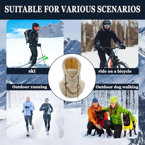 Winter Ski Mask Balaclava, Windproof Face Mask Warm Neck Cover - color: Beige