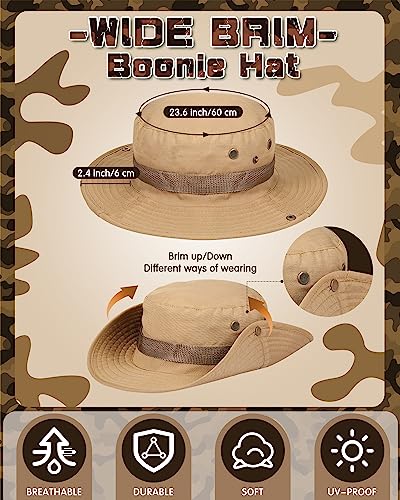 Coume Safari Boonie Hats Bulk Wide Brim Fishing Hats for Men Women Camo Boonie Cap for Safari Military Hiking - color: Simple Style, size: One Size