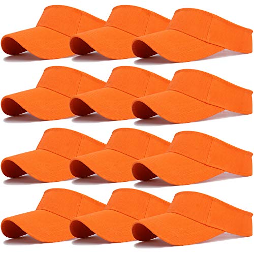 Ultrafun 12 Pack Sun Visor Hats Women Men Outdoor Sports Beach - color: 12pack-orange