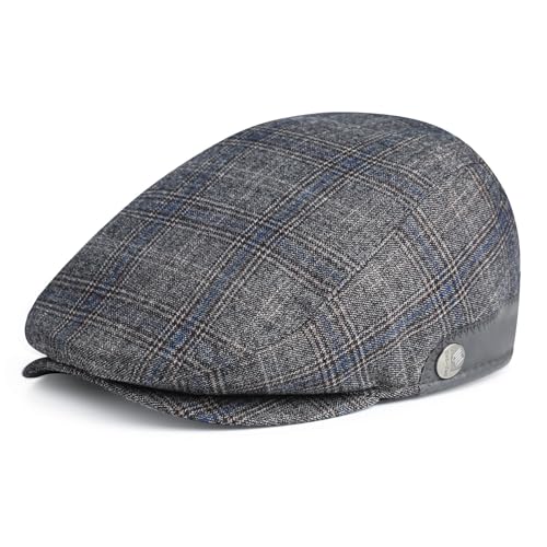 Sumolux Mens Newsboy Hat Flat Cap Gatsby Lvy Irish Hats Driving Cabbie - color: B Grey Plaid