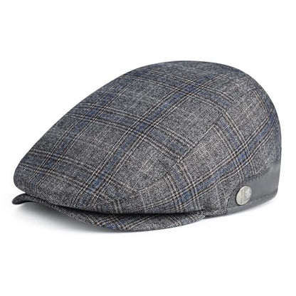 Sumolux Mens Newsboy Hat Flat Cap Gatsby Lvy Irish Hats Driving Cabbie - color: B Grey Plaid