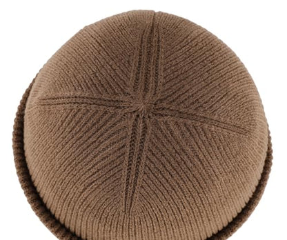 Connectyle Thick Cuffed Beanie for Men & Women Double Layer Knit Winter Hat Acrylic Watch Hat Warm Stocking Skull Cap - color: Light Coffee