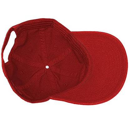 Glory Max 100% Cotton Baseball Cap Classic Plain Low Profile Golf Dad Hat Buckle Adjustable - color: Red