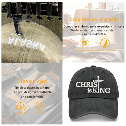 Man of God Husband Dad Embroidered Hat Camping Caps for Women - color: Christ is King 7