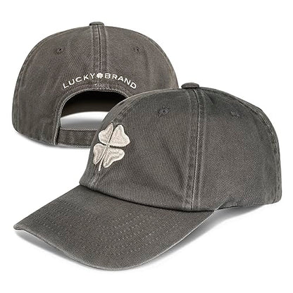Lucky Brand Classic Cotton Adjustable | Dad Hat | Baseball Cap | Golf | Fishing | Low Profile | 5 Panel Design - color: Clover - Charcoal Grey
