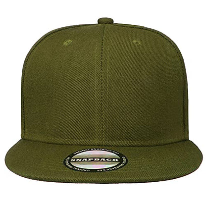 Falari Wholesale 12 Pack Snapback Hat Cap Hip Hop Style Flat Bill Blank Solid Color Adjustable Size - color: 12-pack Army Green