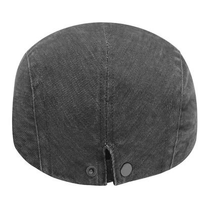ZLYC Men Cotton Flat Cap Summer Scally Newsboy Beret Driver Hat - color: Washed Gray