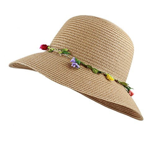 The Hat Depot Womens Floppy Summer Sun Beach Wide Brim Straw Hat - color: Fh11