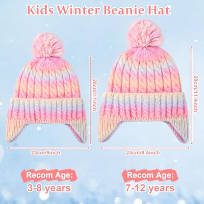 Kids Winter Beanie Hat Boys Toddler Knitted Pom Hat Earflap Fleece Lining Ages 3-12 - color: Multicolour1, size: 7-12 Years