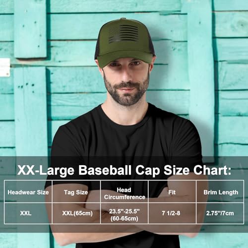 Oversize XXL American Flag Trucker Hat - color: Olive/Black, size: XX-Large