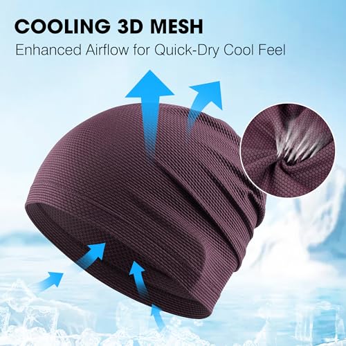 WTACTFUL 3-Pack Breathable Cooling Skull Cap for Men Women Thin Beanie - color: Black+purple+white
