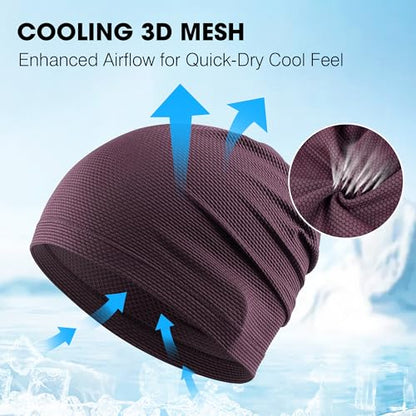 WTACTFUL 3-Pack Breathable Cooling Skull Cap for Men Women Thin Beanie - color: Black+purple+white