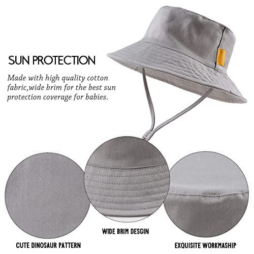 JANGANNSA Cotton Baby Sun Hat Infant Toddler Boys Girls Bucket Hats Summer Sun Protection Kids Beach Caps - color: Gray, size: 3-6 Months