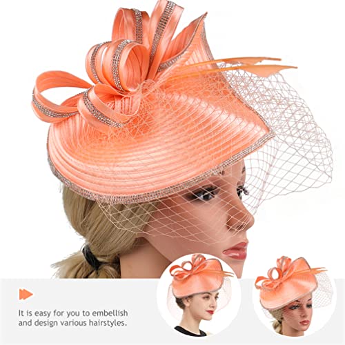 Beaupretty Fascinators Hat Headband - Fascinators Headpiece Fascinators Hat for Women Girls Veil Mesh Headband Tea Party Hat - color: Pink