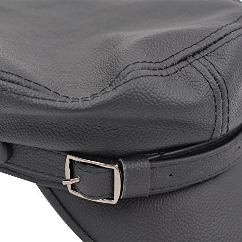 Unisex Genuine Leather Greek Fisherman Sailor Fiddler Driver Hat Flat Cap - color: Black, size: Medium