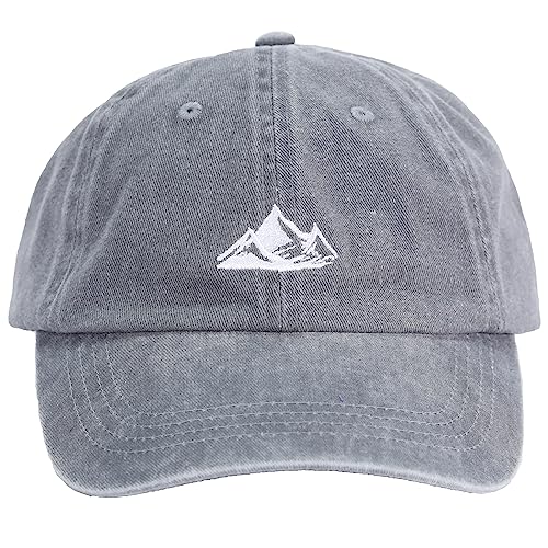 Dad Hat Baseball Cap Unisex Outdoor Unstructured Washed Soft Cotton Mountain Hat - color: Moutain, Grey