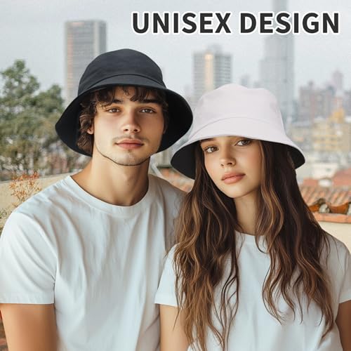 NPQQUAN Reversible Bucket Hats for Men Woman Packable Foldable Sun Hats for Women - color: Skyblue/Yellow(reversible)