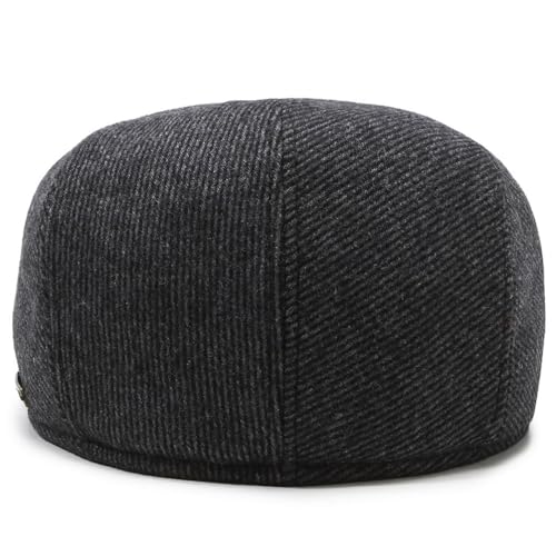 Men's Newsboy Cap with Earflaps Flat Ivy Caps Gatsby Golf Cabbie Hats - color: Grey Stripe
