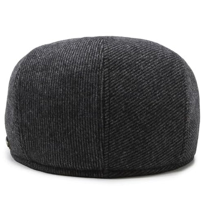 Men's Newsboy Cap with Earflaps Flat Ivy Caps Gatsby Golf Cabbie Hats - color: Grey Stripe