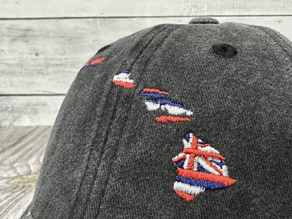 America State City Flag Hats - color: Hawaii Flag (Washed Black)