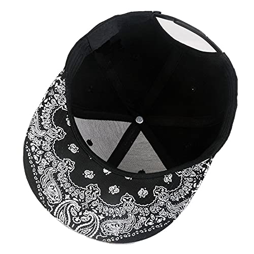Trucker Hat Fashion Mens Women Snapback Hats - Flat Bill Brim Hat Adjustable Baseball Cap - color: Paisley Red