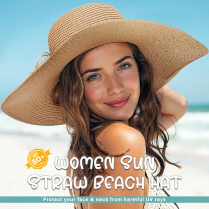 Sun Hats for Women, UPF 50+ Sun Protection, Beach Hat with Wide Brim - color: Khaki - Shell