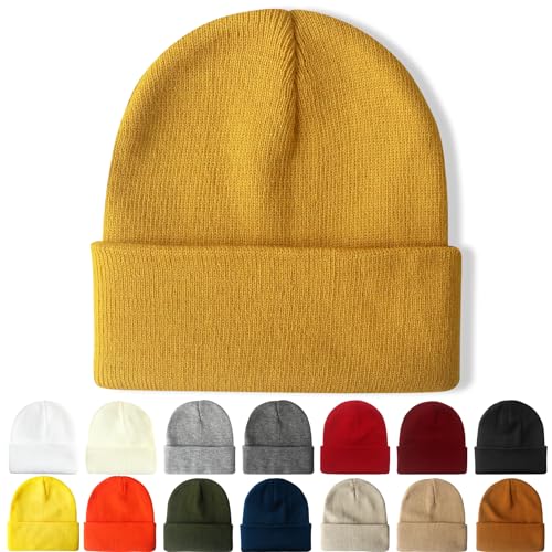 NPQQUAN Beanie for Women Winter Hats for Mens Beanie Cuffed Knit Beanies - color: Ginger