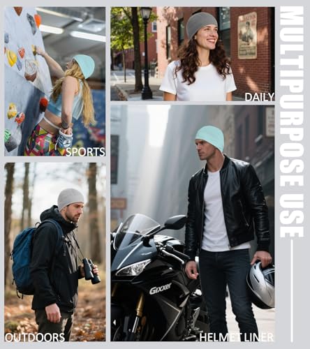 Skull Cap Helmet Liner for Men Women Cooling Hat Running Beanie - color: Set E-dark Gray,light Gray,mint Green