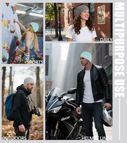 Skull Cap Helmet Liner for Men Women Cooling Hat Running Beanie - color: Set E-dark Gray,light Gray,mint Green