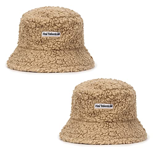 Magik Women Fashion Winter Bucket Hat Vintage Cloche Hats Wool Warmer Fisherman Cap - color: Light Coffee