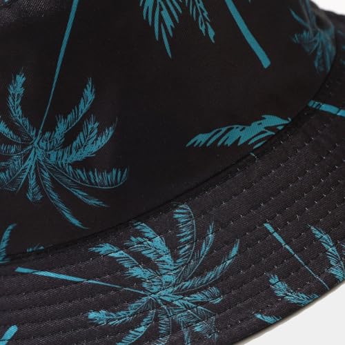 Quanhaigou Bucket Hats Unisex Summer Travel Beach Fisherman Cap for Men Women Teens - color: Black Blue Tree