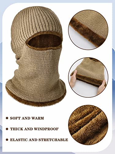 Blulu Ski Knitted Mask for Men,1 Hole - color: Khaki, size: Medium