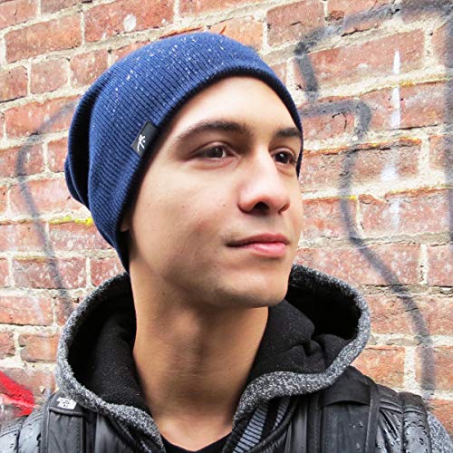 Grace Folly Slouchy Beanie for Men & Women, Cuffed Acrylic Knit Winter Hat - color: Black