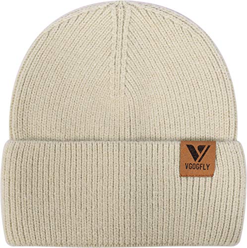 Vgogfly Beanie Men Slouchy Knit Skull Cap Warm Stocking Hats Guys Women Striped Winter Beanie Hat Cuffed Plain Hat - color: Z-beige