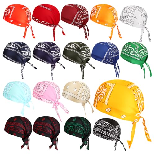 18 Pcs Multicolor Durag for Women with Cotton Paisley Print Sun Protection