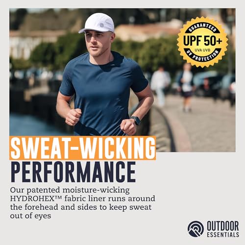 OutdoorEssentials Running Hat - Breathable Running Hats for Women & Men - Jogging Exercise Hiking Cap - Trail Baseball Tennis - color: White