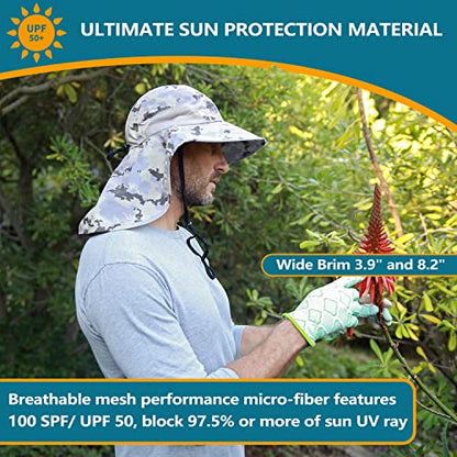 Solaris Small‑Head‑Fit Sun Hat with Neck Flap for Men & Women - color: #3 Digigy, size: One Size