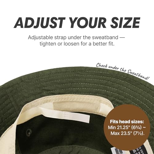 Hot Summer Bucket Hat - Trendy Cotton Sun Hat for Beach, Golf, Fishing - color: Army Green