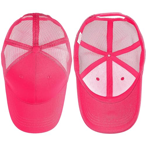 Falari Trucker Hat Baseball Cap Structured Plain Design 6 Panel, Adjustable Size - color: 1pk Hot Pink