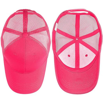 Falari Trucker Hat Baseball Cap Structured Plain Design 6 Panel, Adjustable Size - color: 1pk Hot Pink