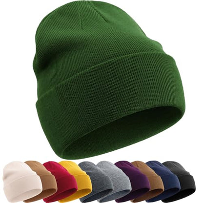 ROYBENS 100% Cotton Beanie Hat for Women Men Warm Winter Hats Knit Beanies - color: Turquoise Green