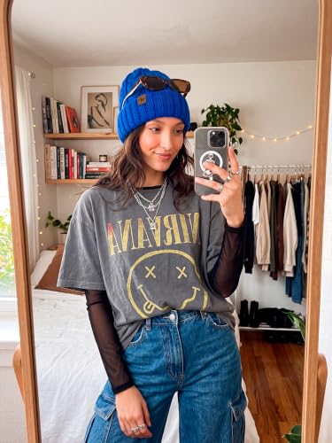 Winter Hats for Women Cable Knit Chunky Skull Cap Fleece Lined Thick Fold Cuff Beanie hat - color: Sky Blue, style: Wheat Spike