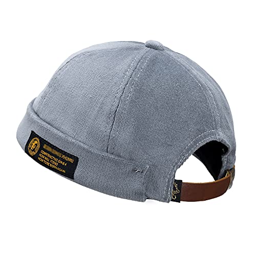 CLAPE Watch Cap Work Beanie Corduroy Docker Leon Brimless Hat Rolled Cuff Harbour Hat - color: Gray